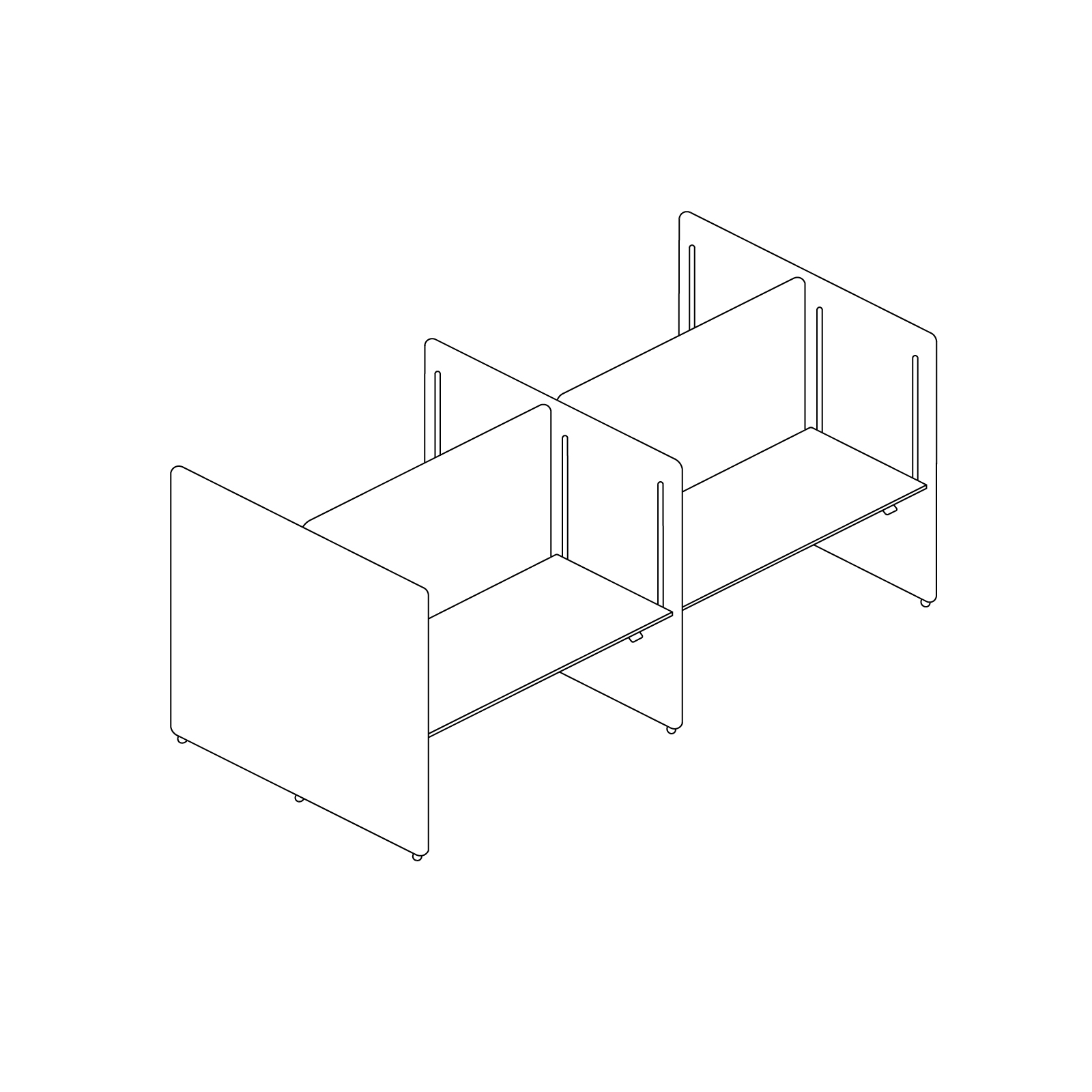 A line drawing - Bound Sit-Stand Desking–Back-to-Back