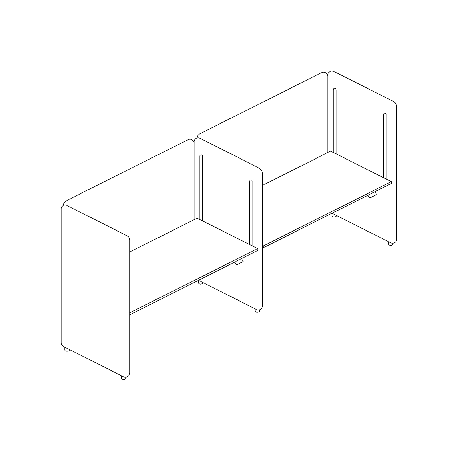 A line drawing - Bound Sit-Stand Desking–Side-by-Side