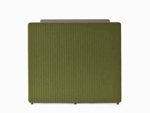 Side view of green and grey Bound Sit-Stand Desking double panel.