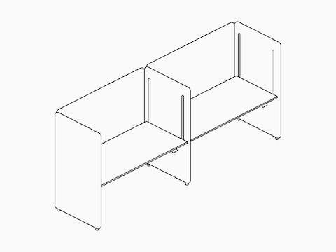 A line drawing - Bound Sit-Stand Desking–Side-by-Side
