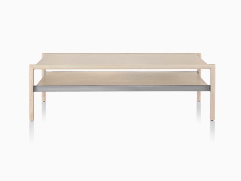 Uma mesa retangular Brabo ocasional com dois níveis em um acabamento leve.