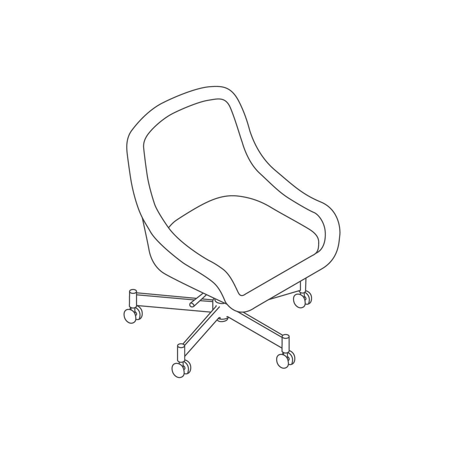 Een lijntekening - Bumper-stoel–lage armleuningen