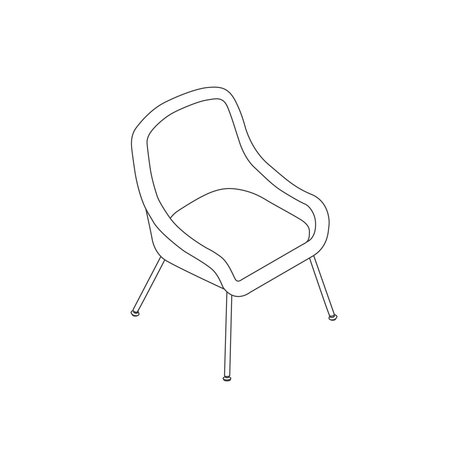 线描图 - Boumper单椅 - 低扶手