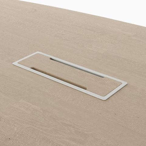 Detail of a wooden flipper, Byne Meeting Table.