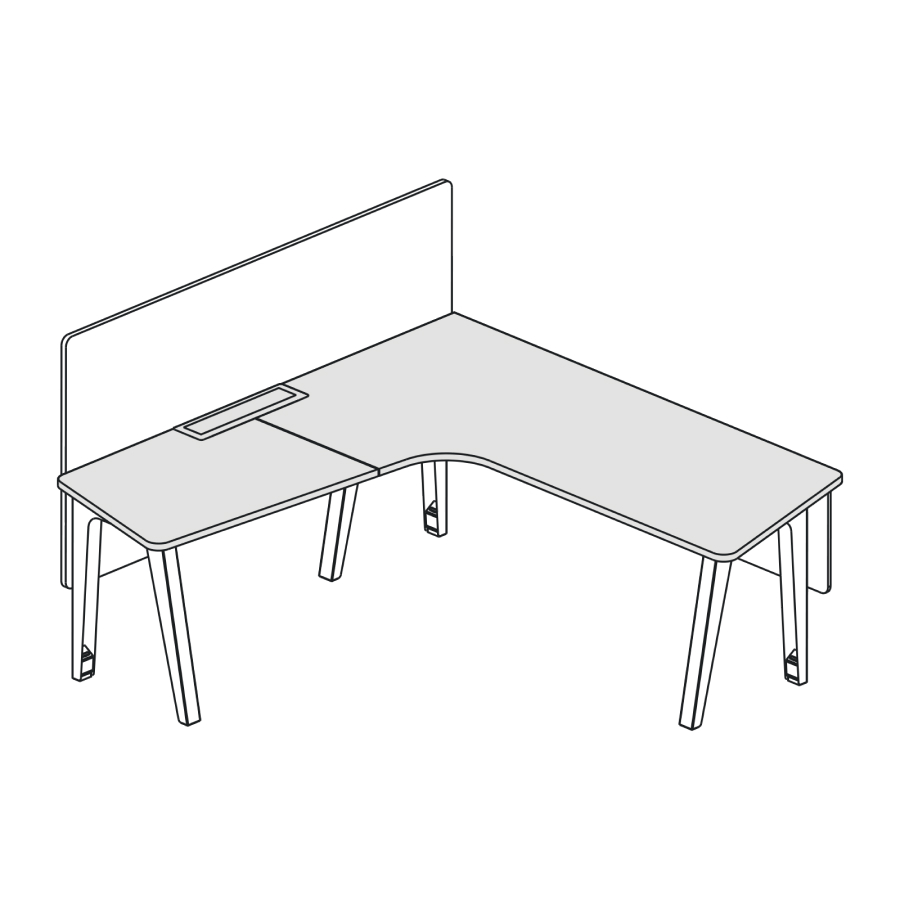 A line drawing of Byne System with a 90-degree executive table.