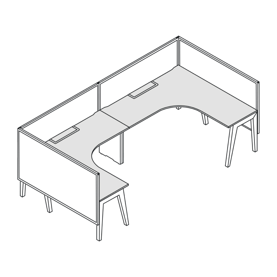 A line drawing of Byne System with two 90-degree tables.