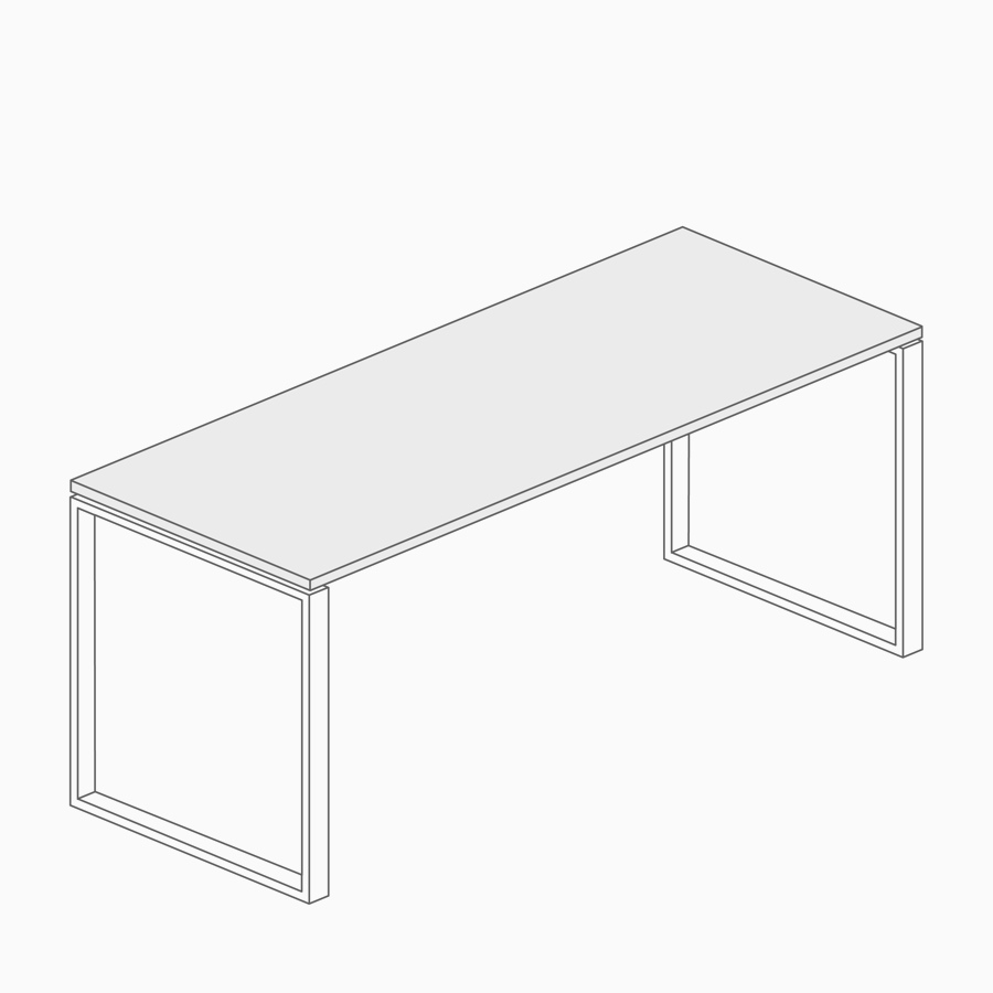 A line drawing of a work surface.