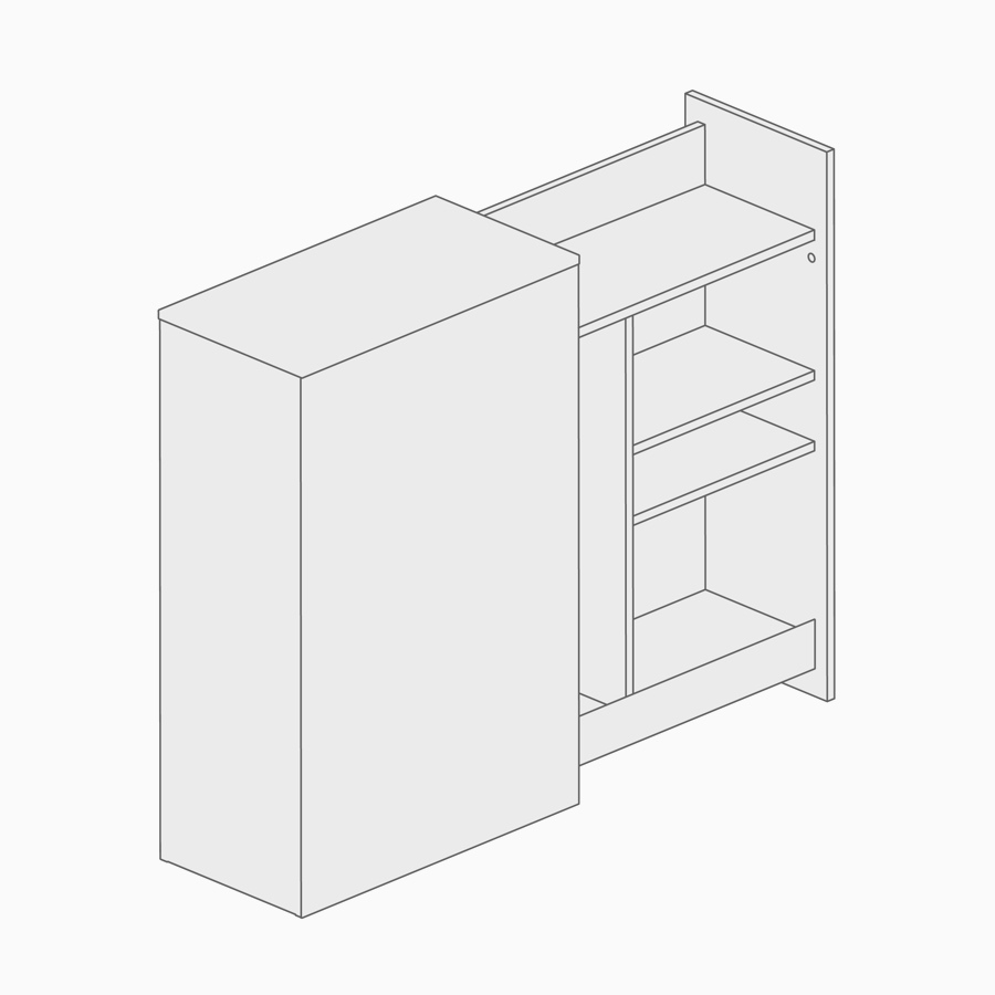 A line drawing of Canvas Channel's freestanding storage tower.
