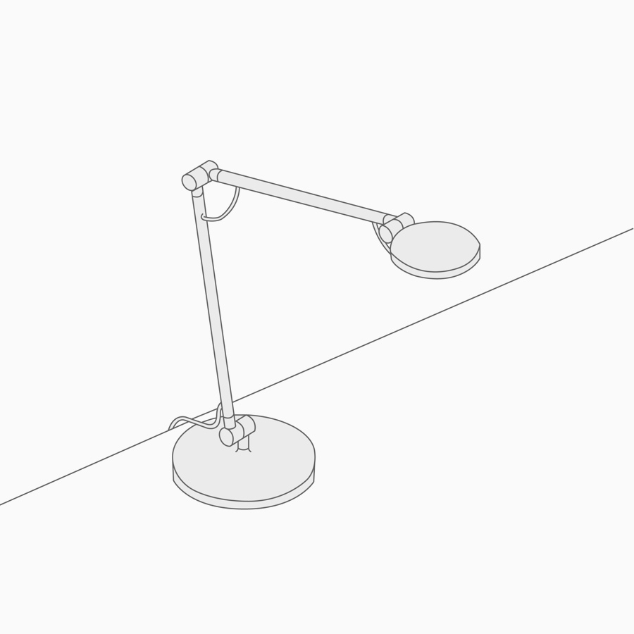 A line drawing of a desk light.
