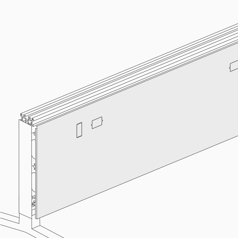 A line drawing of painted metal cover on Canvas Dock.