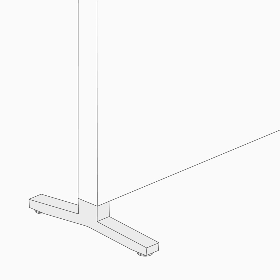 Un dibujo lineal de una estructura de pie de Canvas Dock.