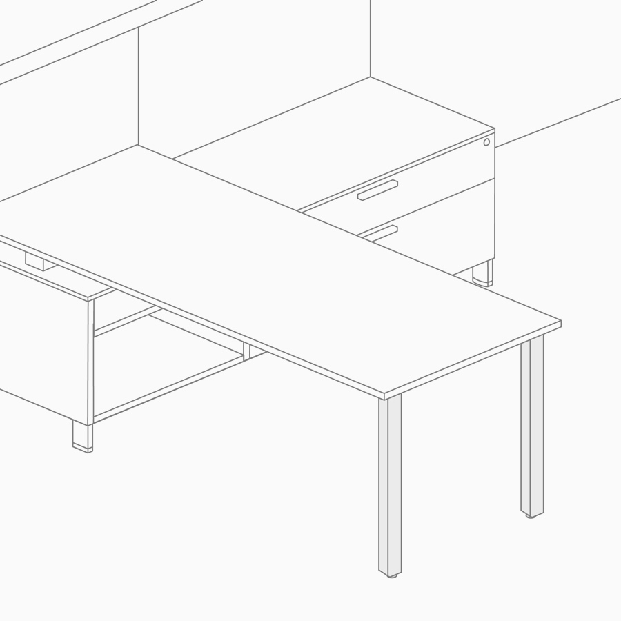 A line drawing of a post leg supporting a surface.