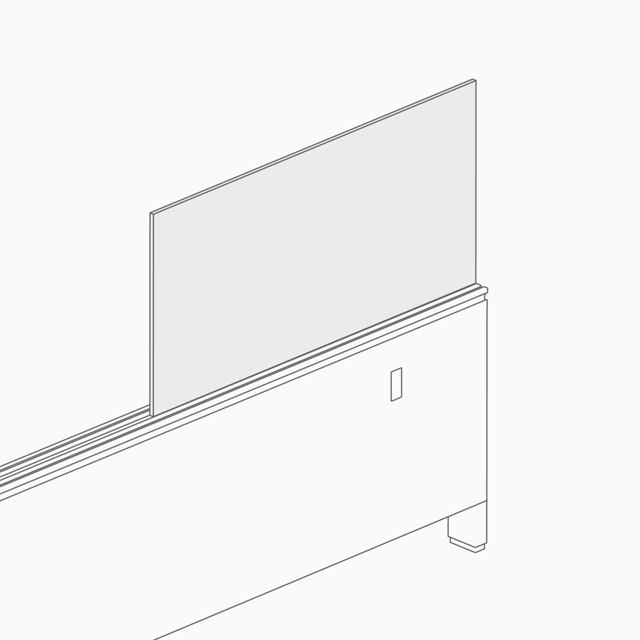 Un dibujo lineal de una pantalla límite incorporada a una plataforma.
