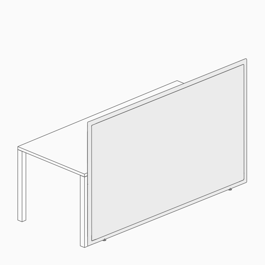 A line drawing of a full-height, tackable fabric screen.