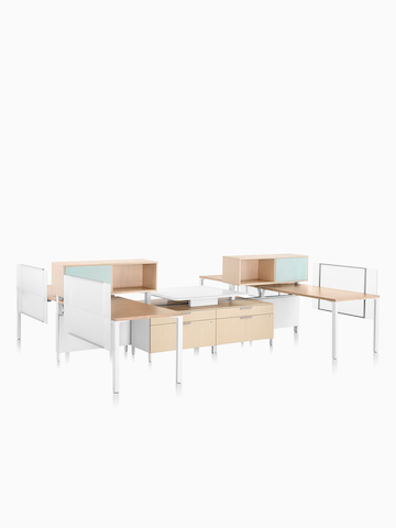 A set of four Canvas Office Landscape individual workstations.