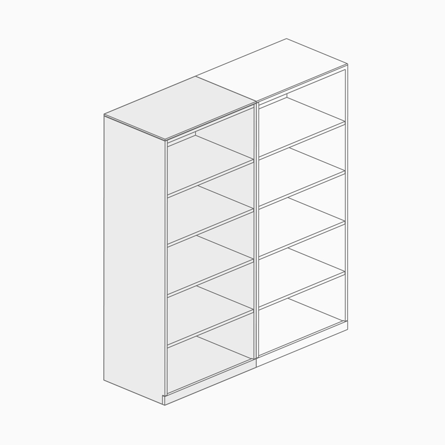 A line drawing of a bookcase.