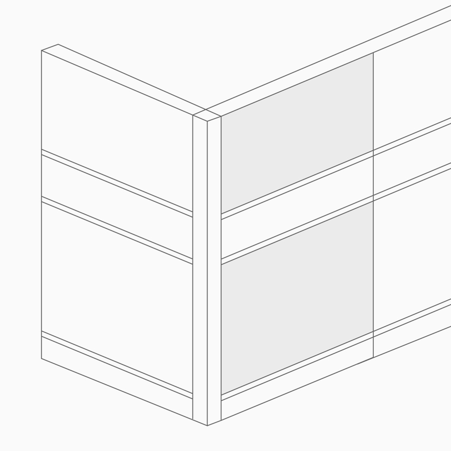 Un dibujo lineal de un mosaico Canvas Wall que encaja en una estructura.