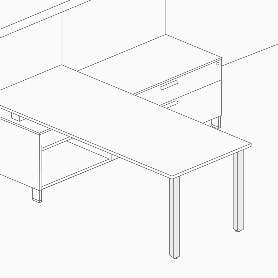 A line drawing of a post leg supporting a surface.