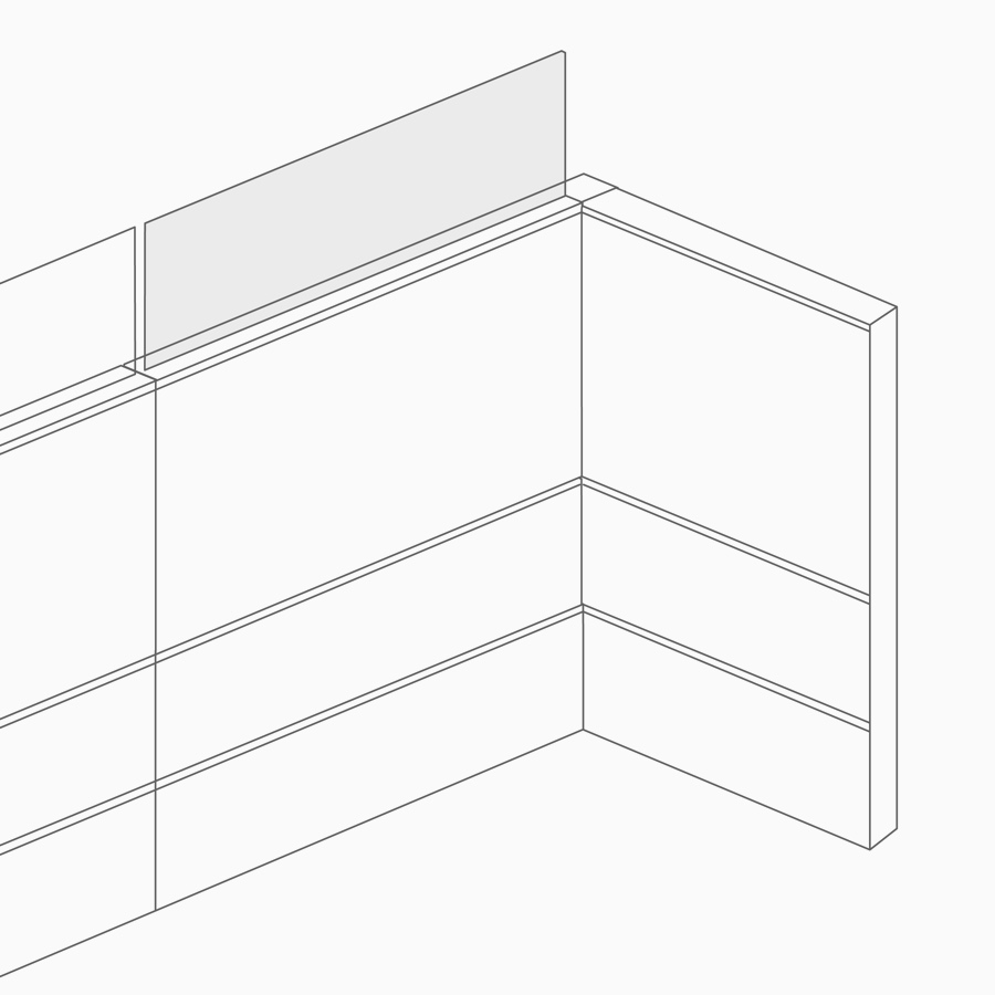 A line drawing of attachable fabric or glass screens that change wall heights.