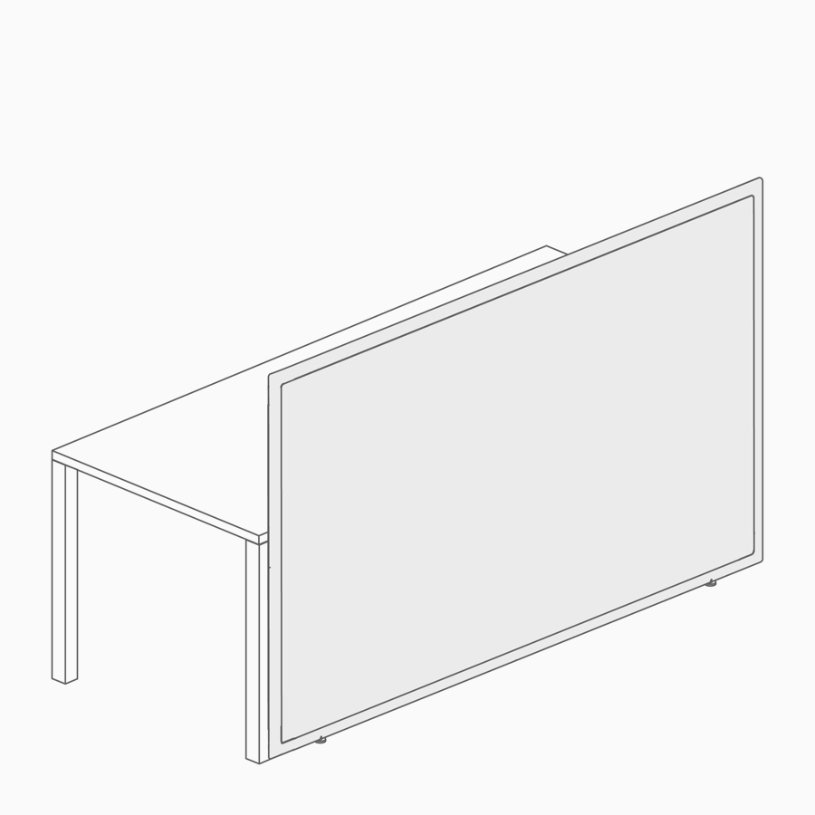 A line drawing of a full-height, tackable fabric screen.