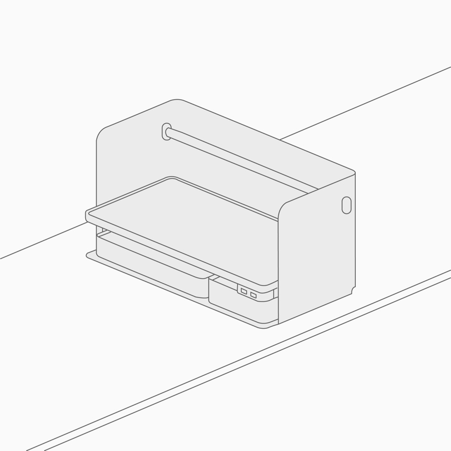 Un dibujo lineal de un accesorio organizador para escritorio.