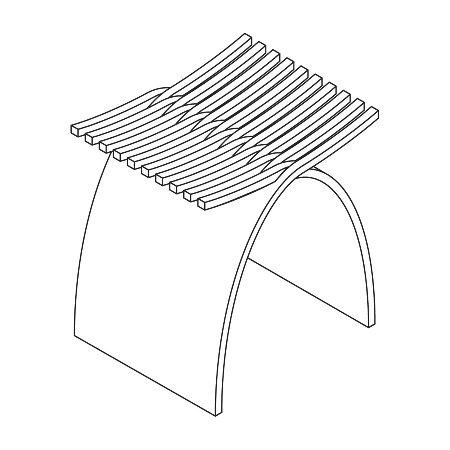 Représentation isométrique du tabouret Capelli.