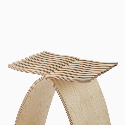 Detailed shot of the Capelli Stool highlighting the interlocking pieces.