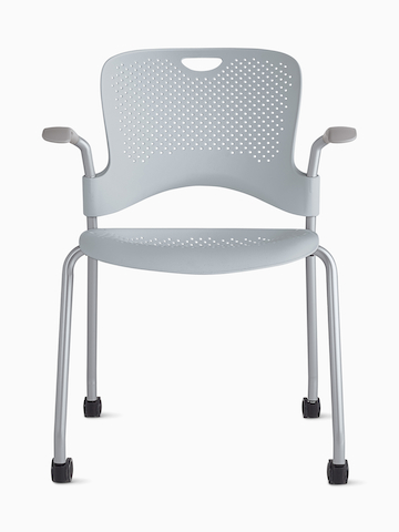 Gray Caper Stacking Chair, viewed from the front.