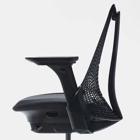 Side view of a Sayl Chair in black.