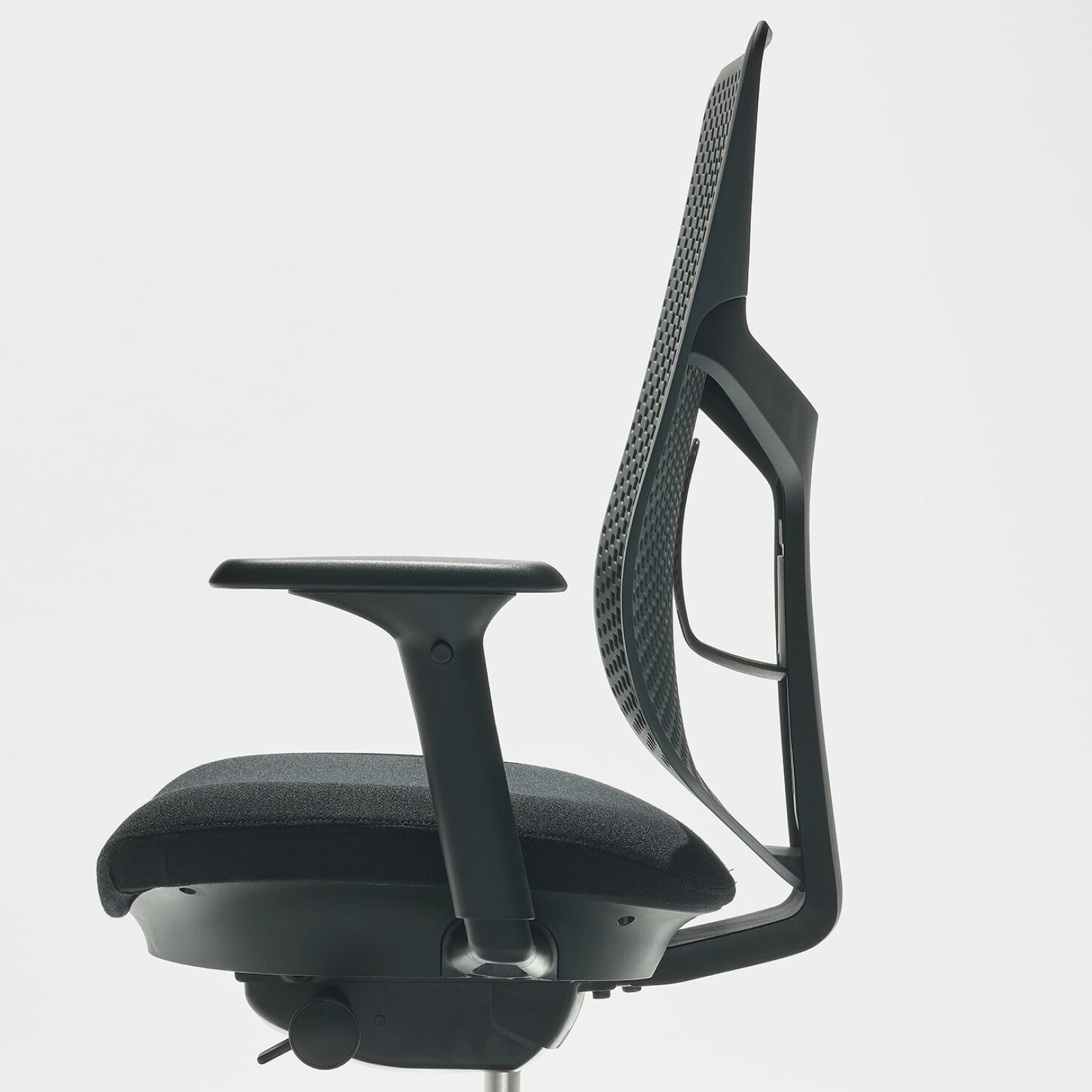 Side view of a dark gray Verus Chair with a TrifFlex back.