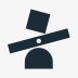 Icon of a square balancing on its corner atop a leaning seesaw to communicate balanced movement. 