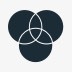 Ícone de três círculos em um diagrama de Venn para comunicar compartilhamento.