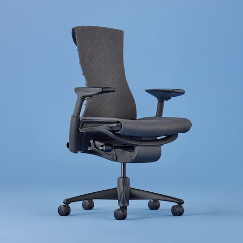 A full view of the Embody Chair swiveled 45 degrees to the right.