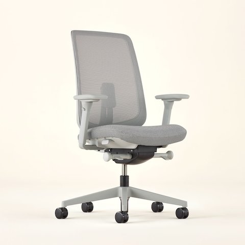 A full view of the Verus Chair swiveled 45 degrees to the right.