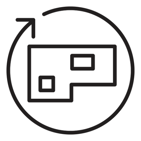 An illustrated black and white icon depicting Live Platform's workplace consultation services