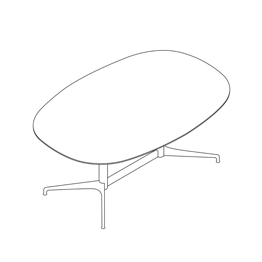 Dessin au trait d’un table Civic ovale.