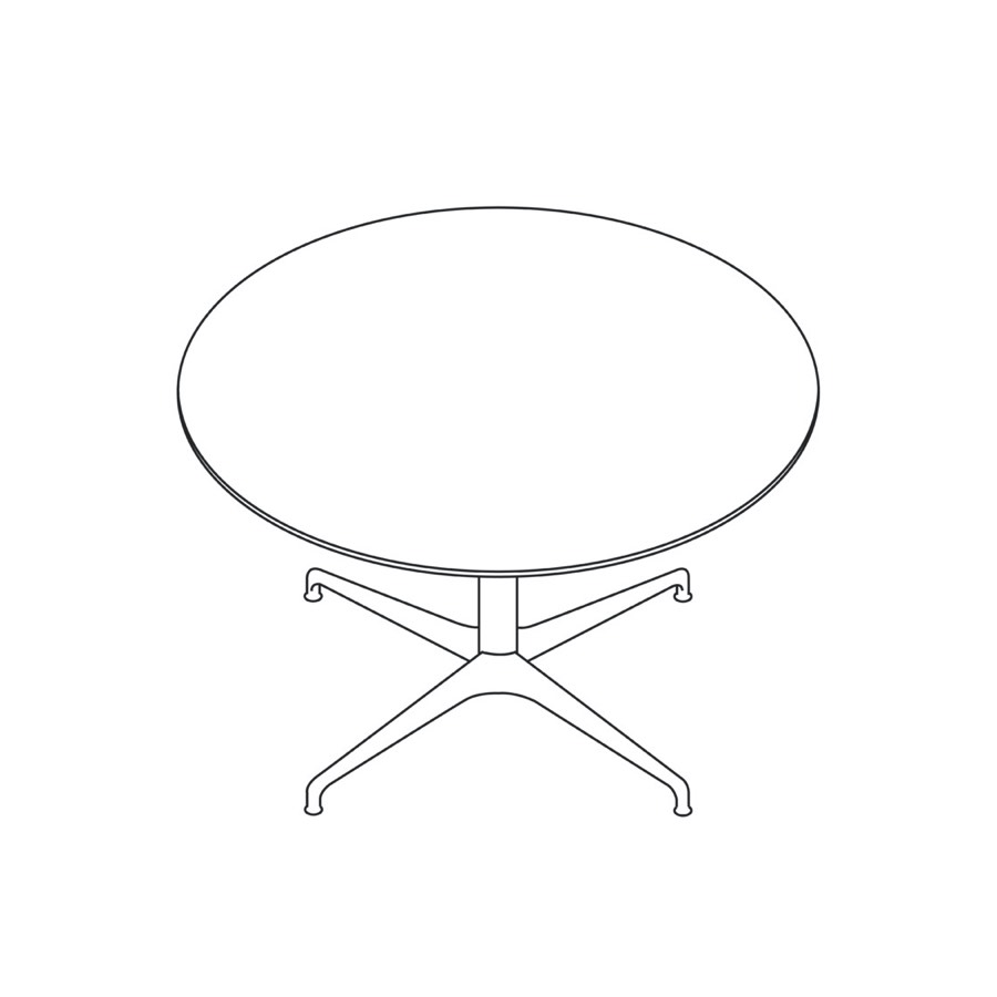 Een lijntekening van een ronde Civic-tafel.