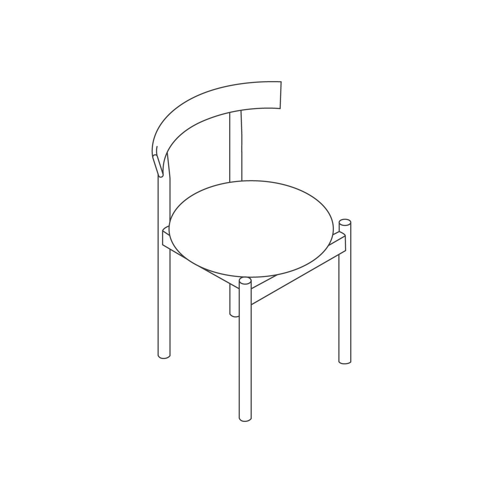 Een lijntekening - Comma-stoel – zonder armleuningen