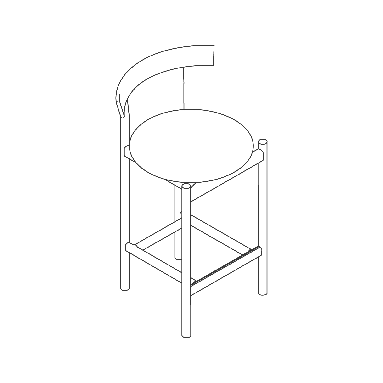 A line drawing - Comma Stool–Worktop Height