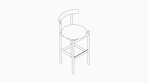 A line drawing - Comma Stool–Bar Height