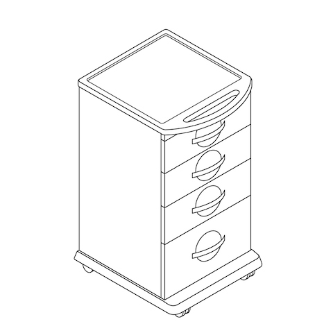 A line drawing of a Compass System supply cart.