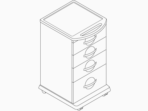 A line drawing of a Compass System supply cart. A line drawing of a Compass System supply cart.