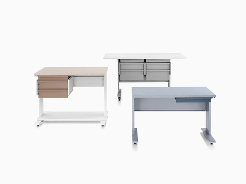 Three Co/Struc System lab work tables in various configurations. 