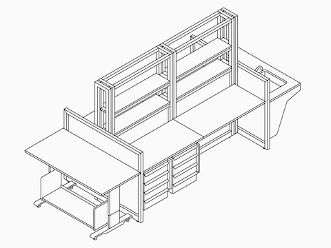 A line drawing of Co/Struc lab module configuration. A line drawing of Co/Struc lab module configuration.