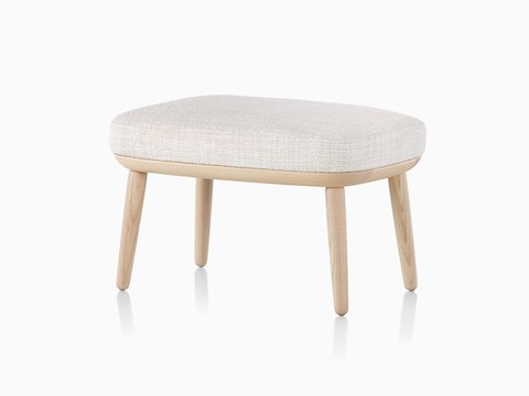 Cream Crosshatch Ottoman with blonde frame, viewed from the front.