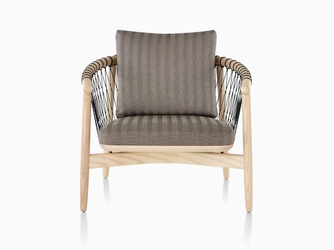 Herringbone Crosshatch Chair with blonde frame, viewed from the front.
