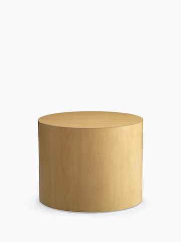 Cylinder table in a honey maple finish.