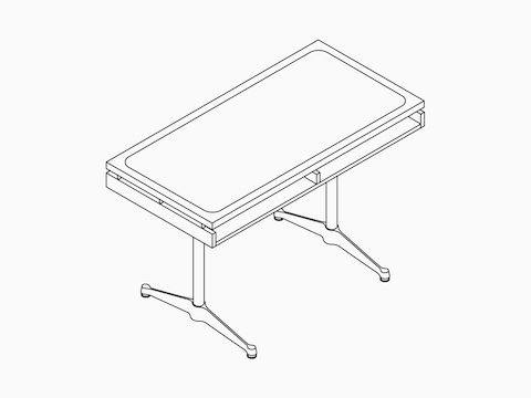 Desenho de linha da mesa executiva Eames 2500 Series.