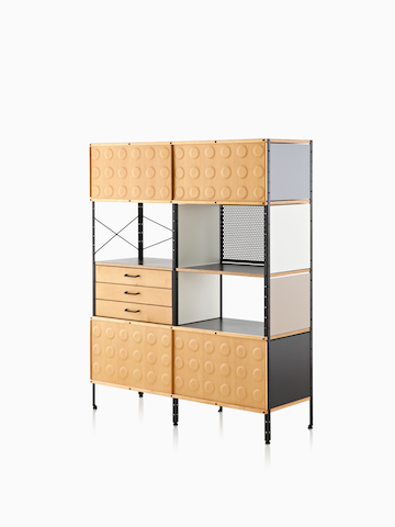 A mid-century modern Eames Storage Unit. Select to go to the Eames Desks and Storage Units product page.