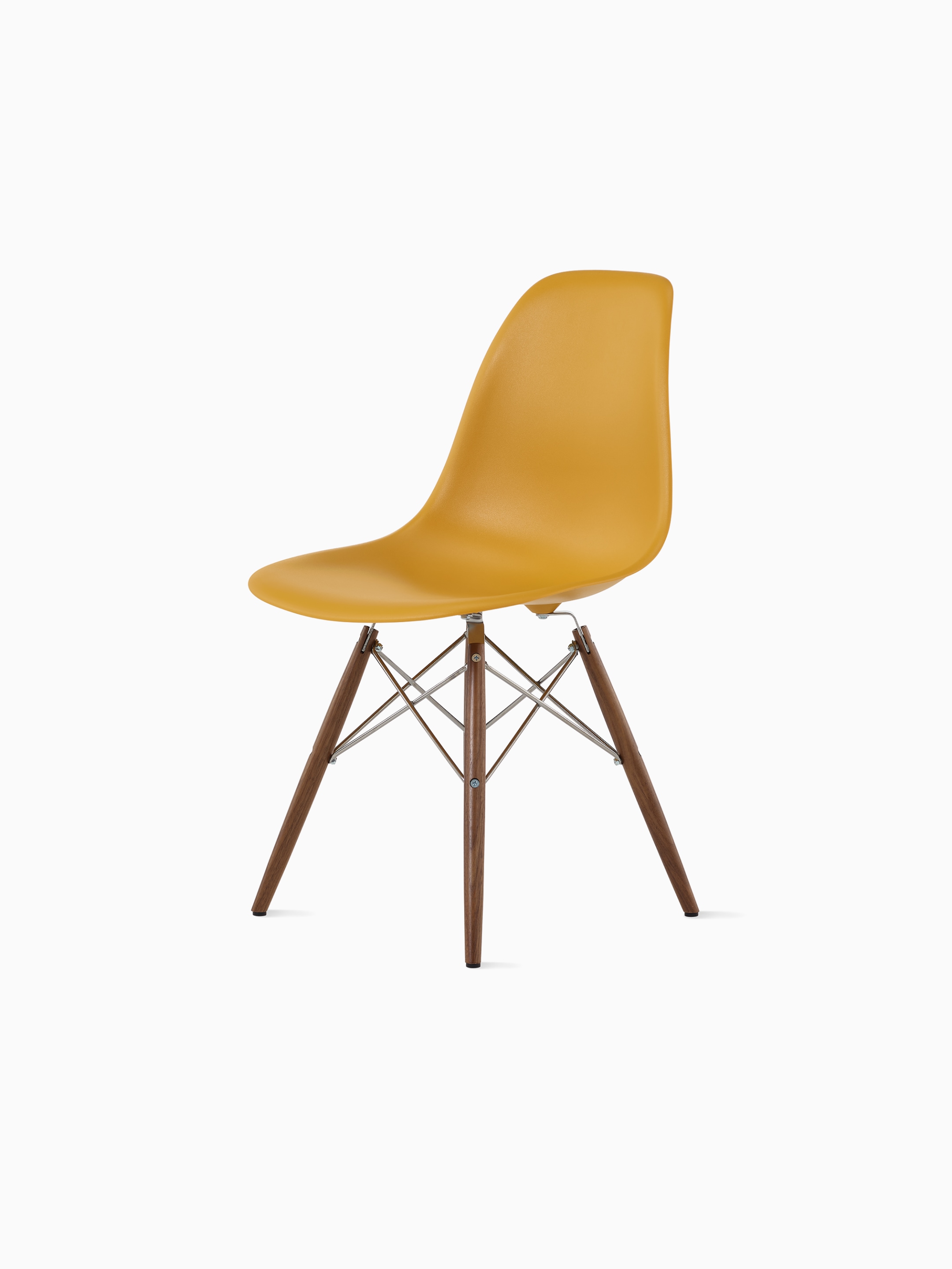 Herman miller eames yellow cushioned fiberglass shell chairs 
